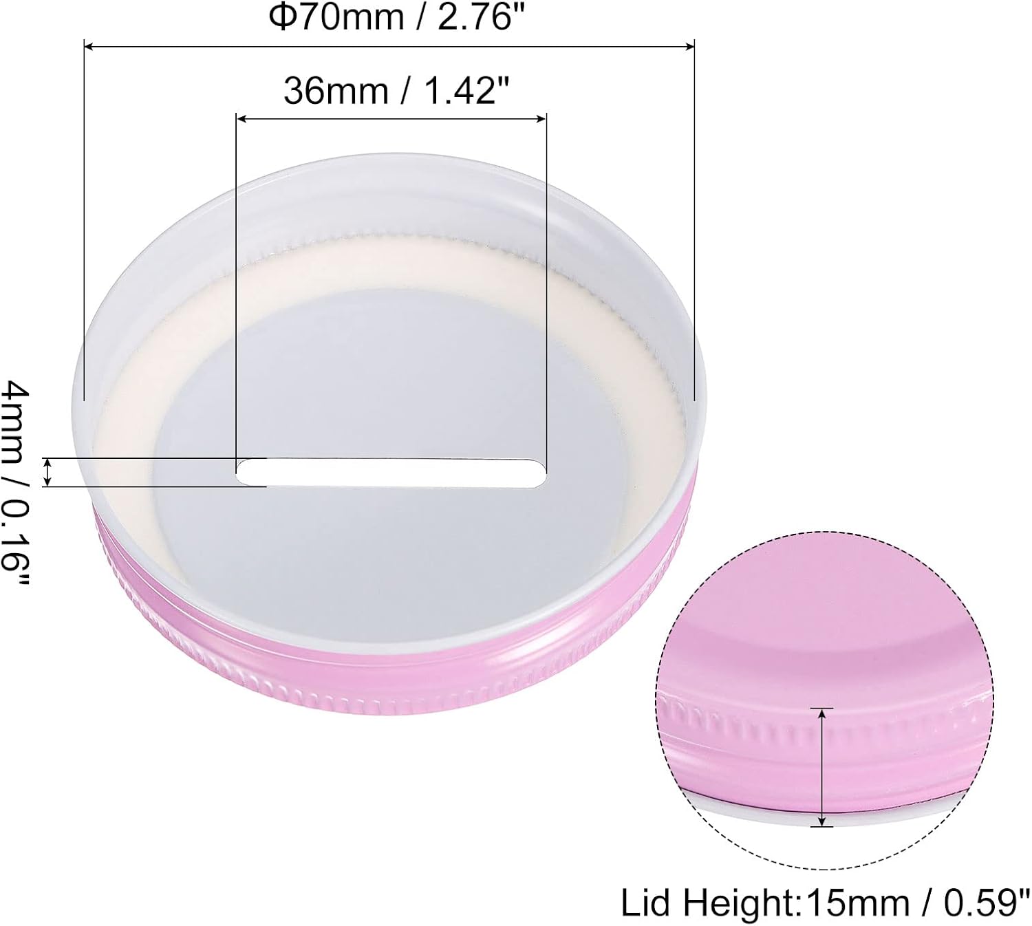 Uxcell Coin Slot Lid for Mason Jars 70mm Pink 10Pcs