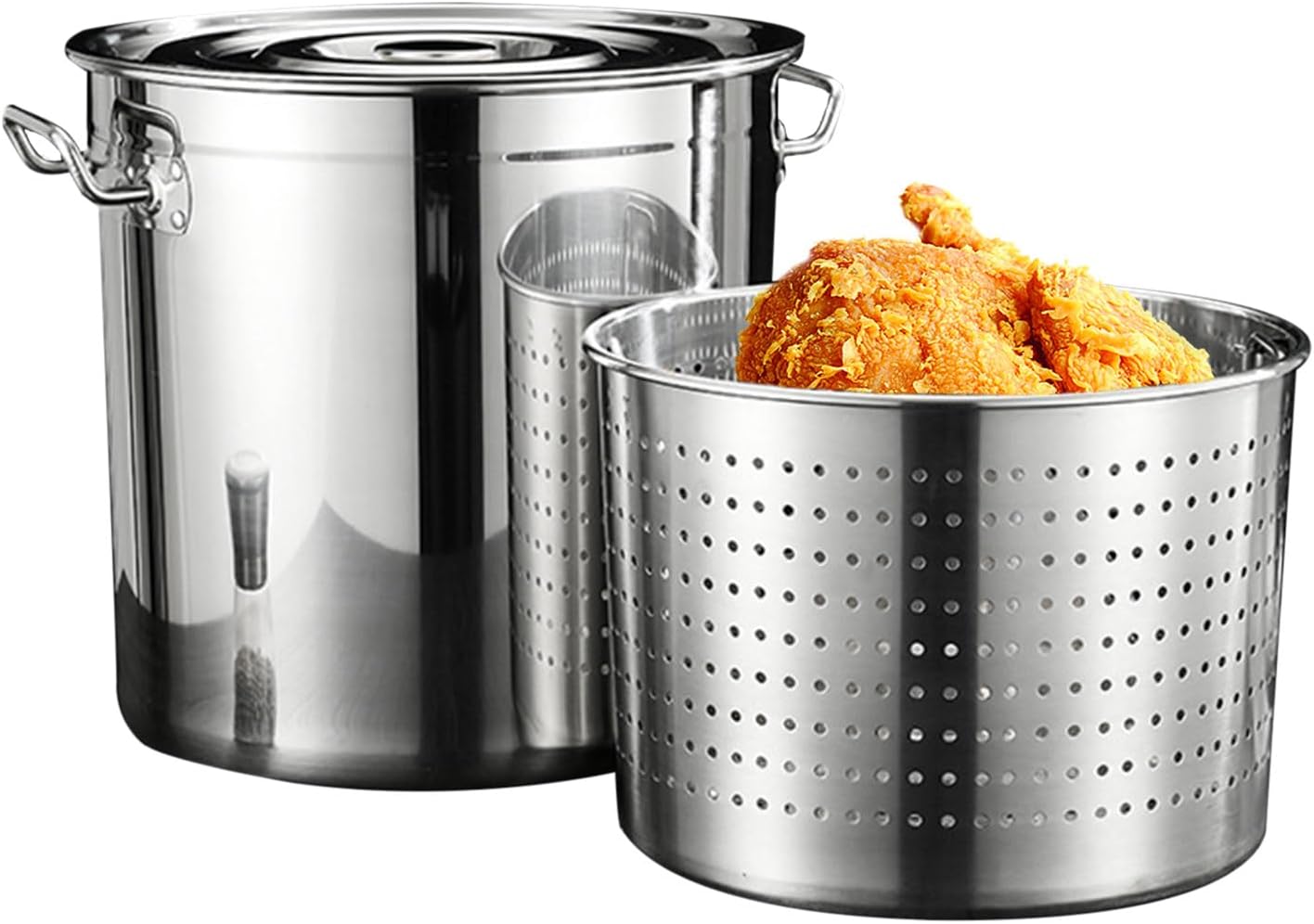 AIZYR 35cmx35cm Stainless Steel Stockpot for Boiling Seafood Turkeys