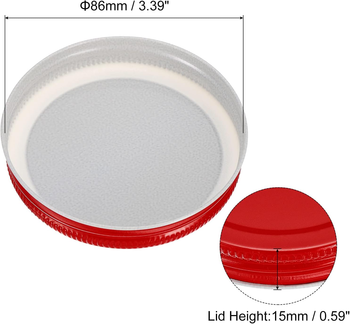 Uxcell Mason Jar Lids 86mm 12Pcs Red Leak Proof Caps