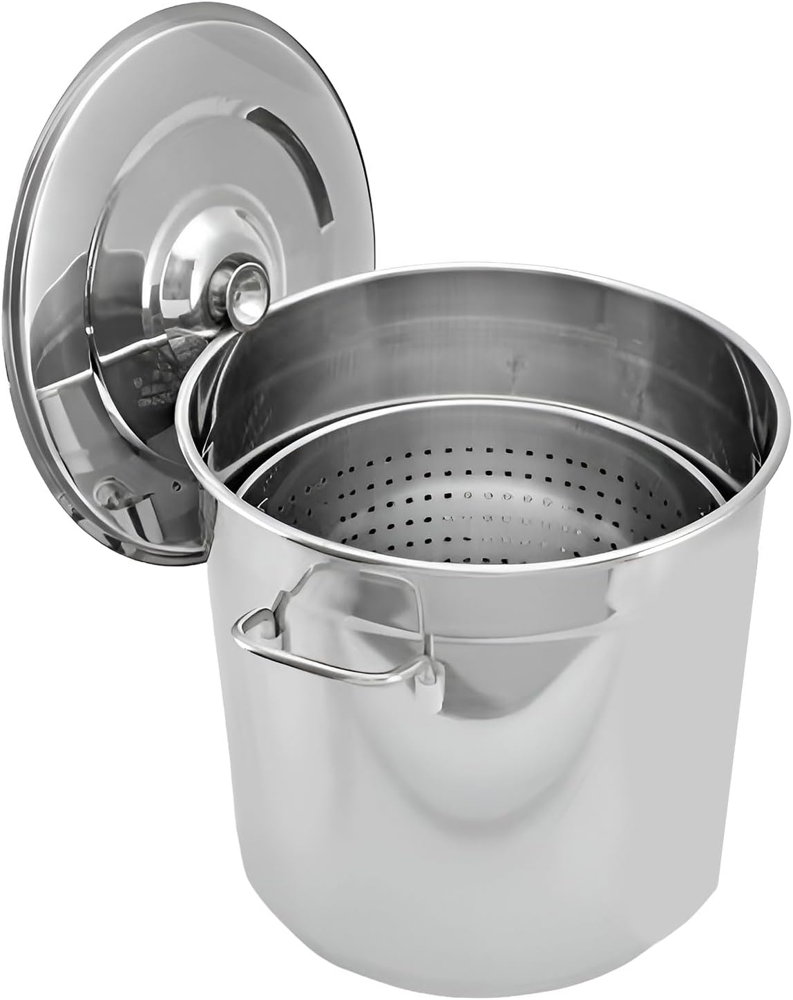 Sturdy Stainless Steel Boil Pot with Basket 45QT Seafood Cooking Pot Boil Fry