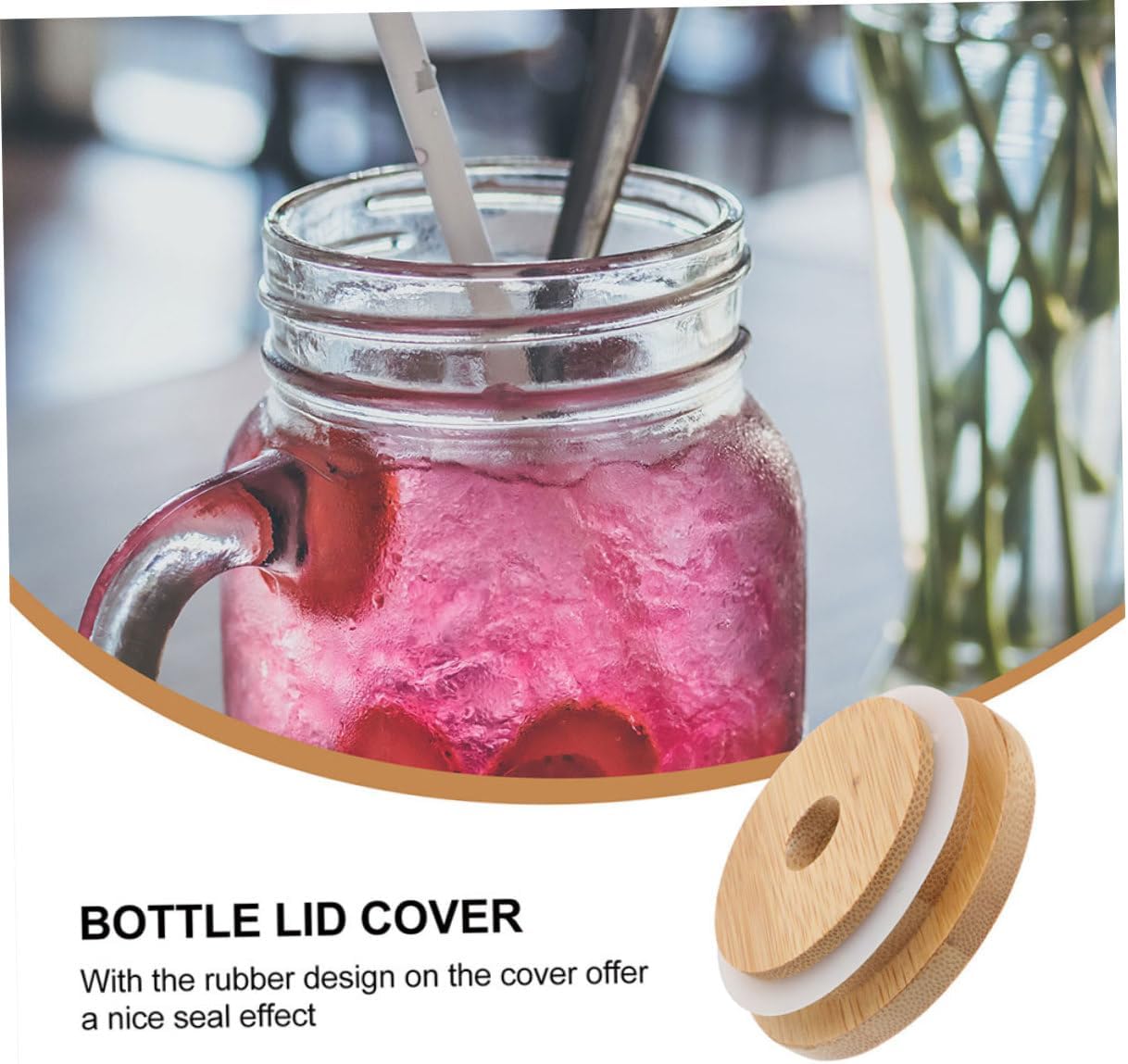 4pcs Airtight Jar Lids with Straw Hole for Mason Jars