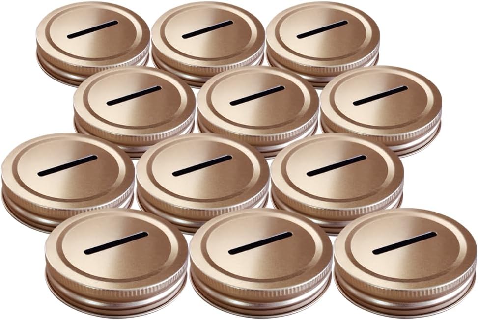 NUOBESTY Coin Slot Bank Lid 12pcs Mason Jar Canning Lid 1