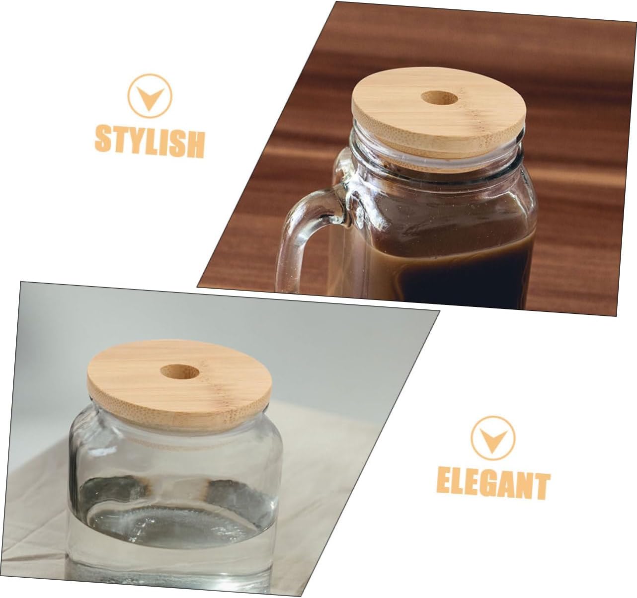 DECHOUS 6pc Mason Jar Wooden Lids Set 70mm Diameter