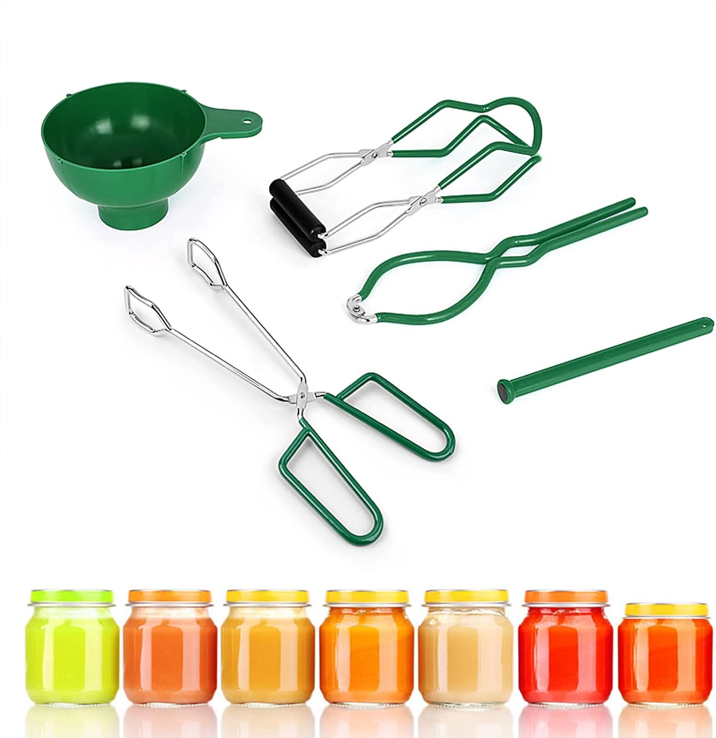 5PCS Canning Kit with Tongs Funnel Lifter Wrench Lid Lifter Green
