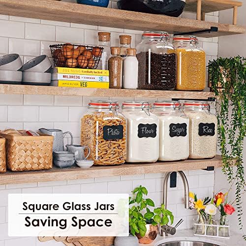 Qianfenie UPGRADE 2-Pack Square Super Wide Mouth Airtight Glass Storage Jars