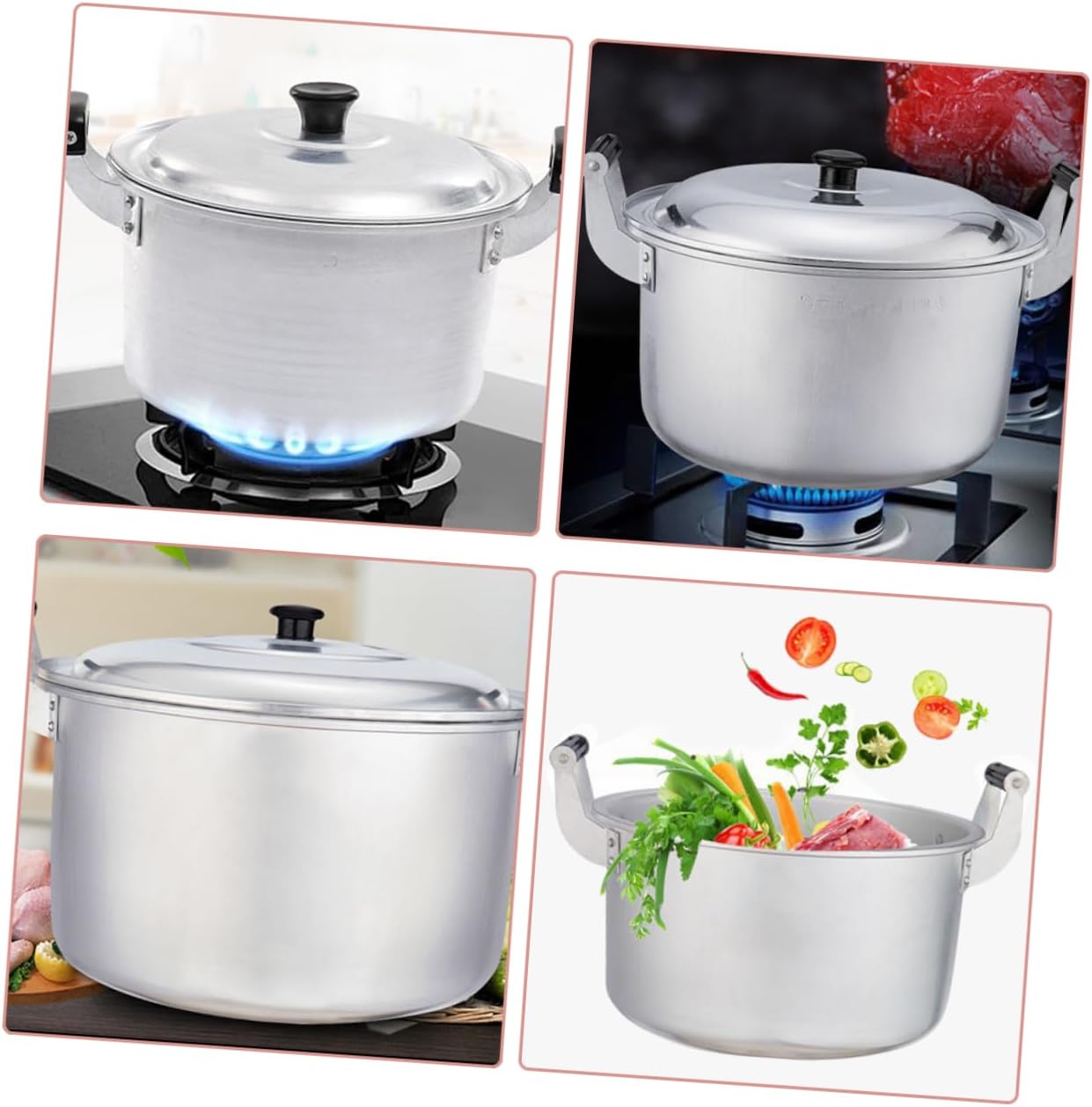 STOBAZA Aluminum Soup Pot - Multifunctional Cooking Pot for Kitchen Use - Safe Sturdy