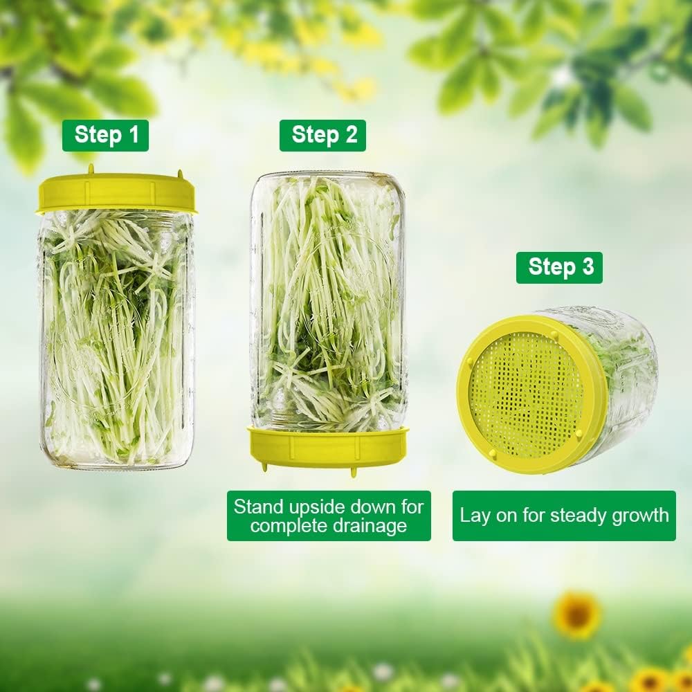 Picowe Plastic Sprouting Lids 8 Pack Yellow 86mm