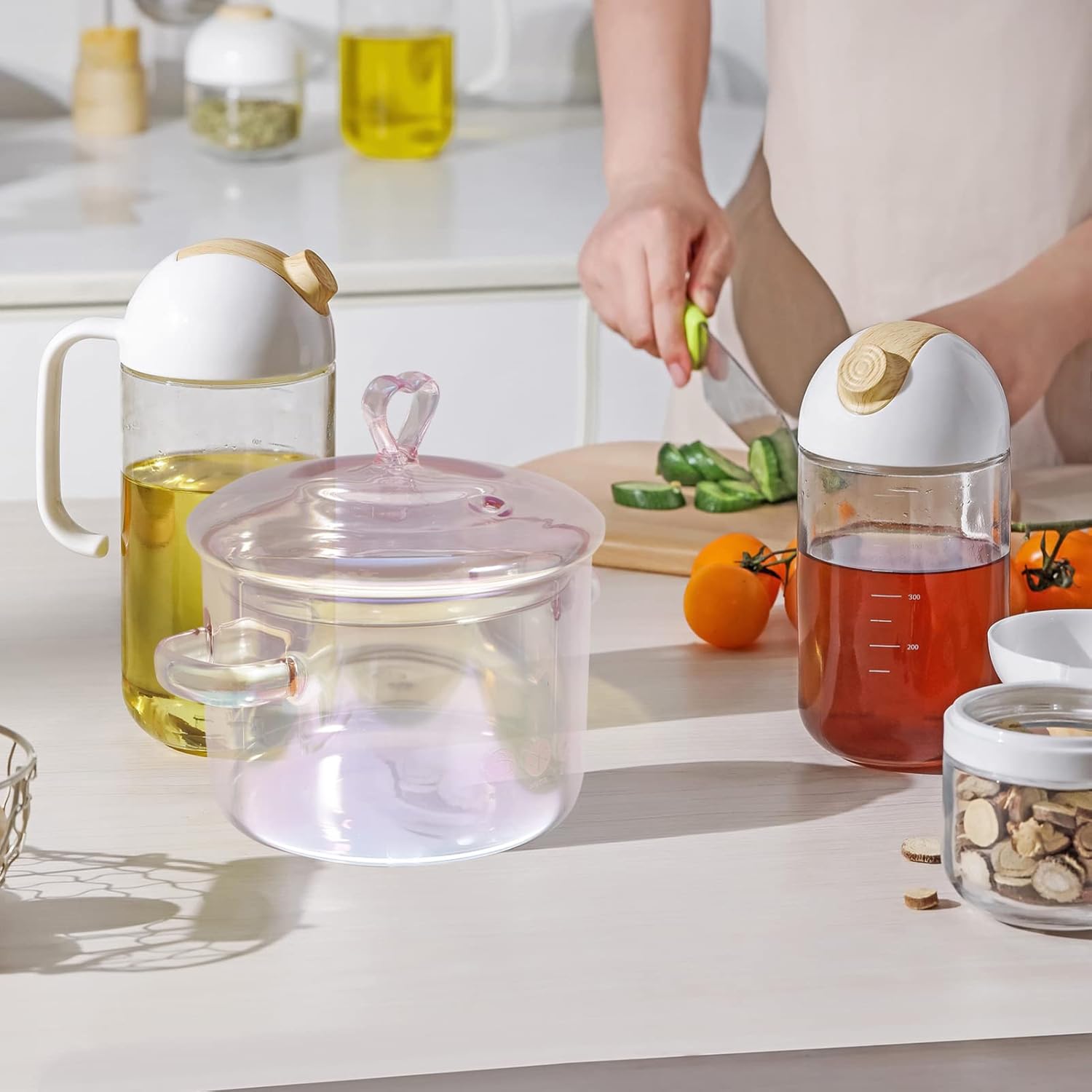 Premium Glass Tea Pot with Heart Design for Home Use
