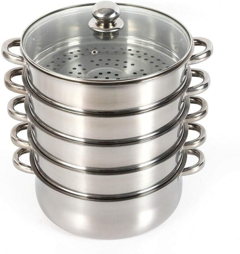 Sturdy 5-Tier Stock Pot with Glass Lid