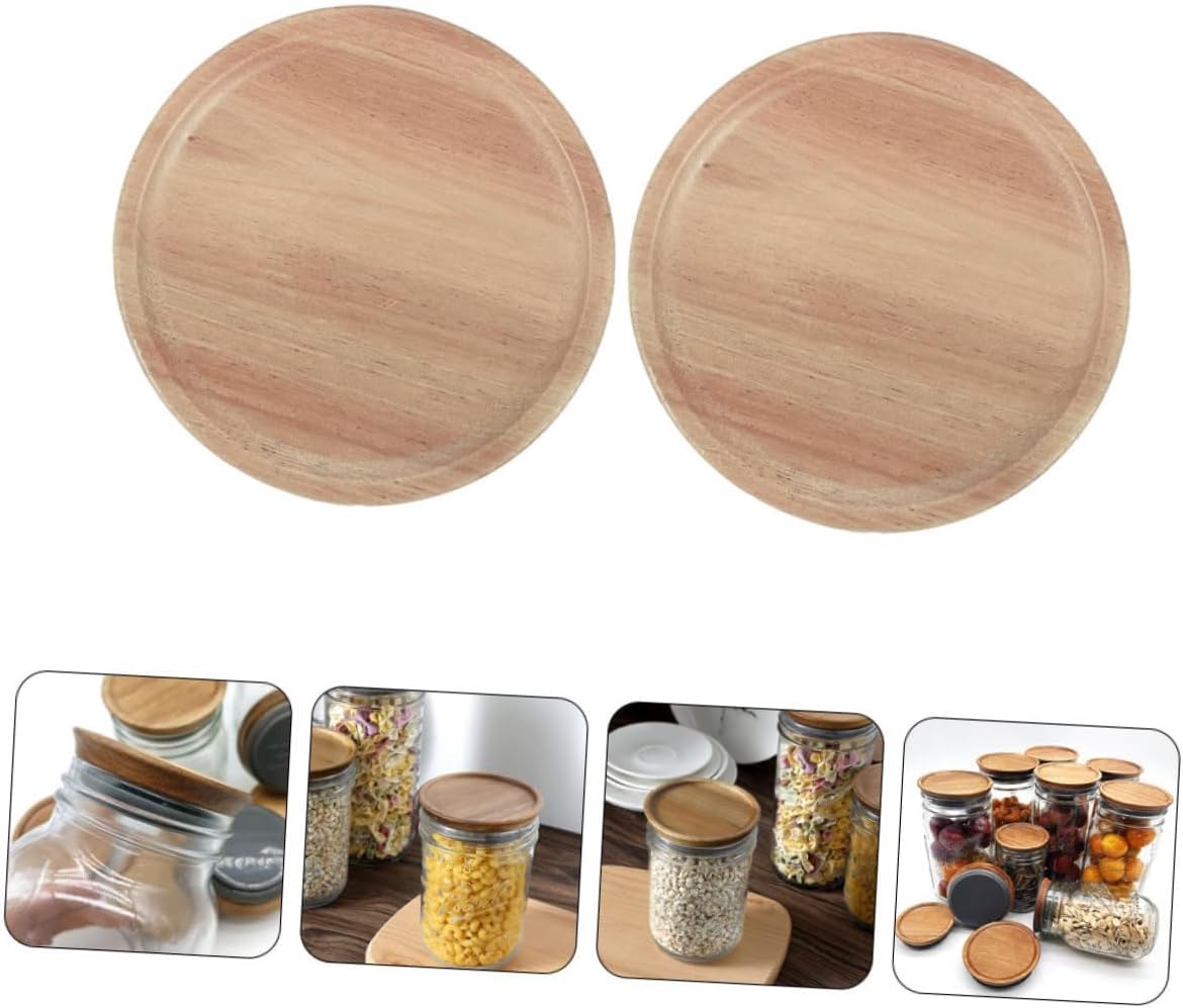 2-Piece Set Sealed Wooden lids Mason Jars Preserve Food