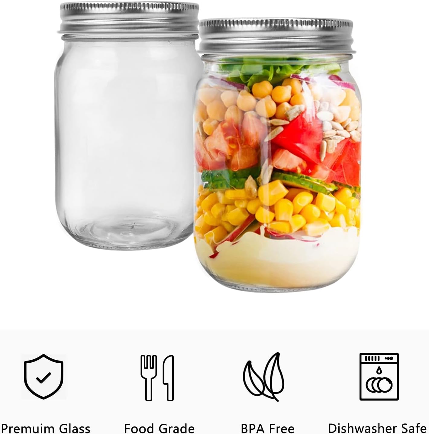 Haneye 20-Piece Glass Mason Jars