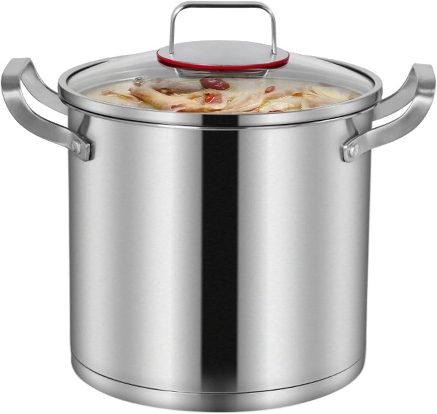Sturdy 304 Steel Stock Pot with Glass Lid