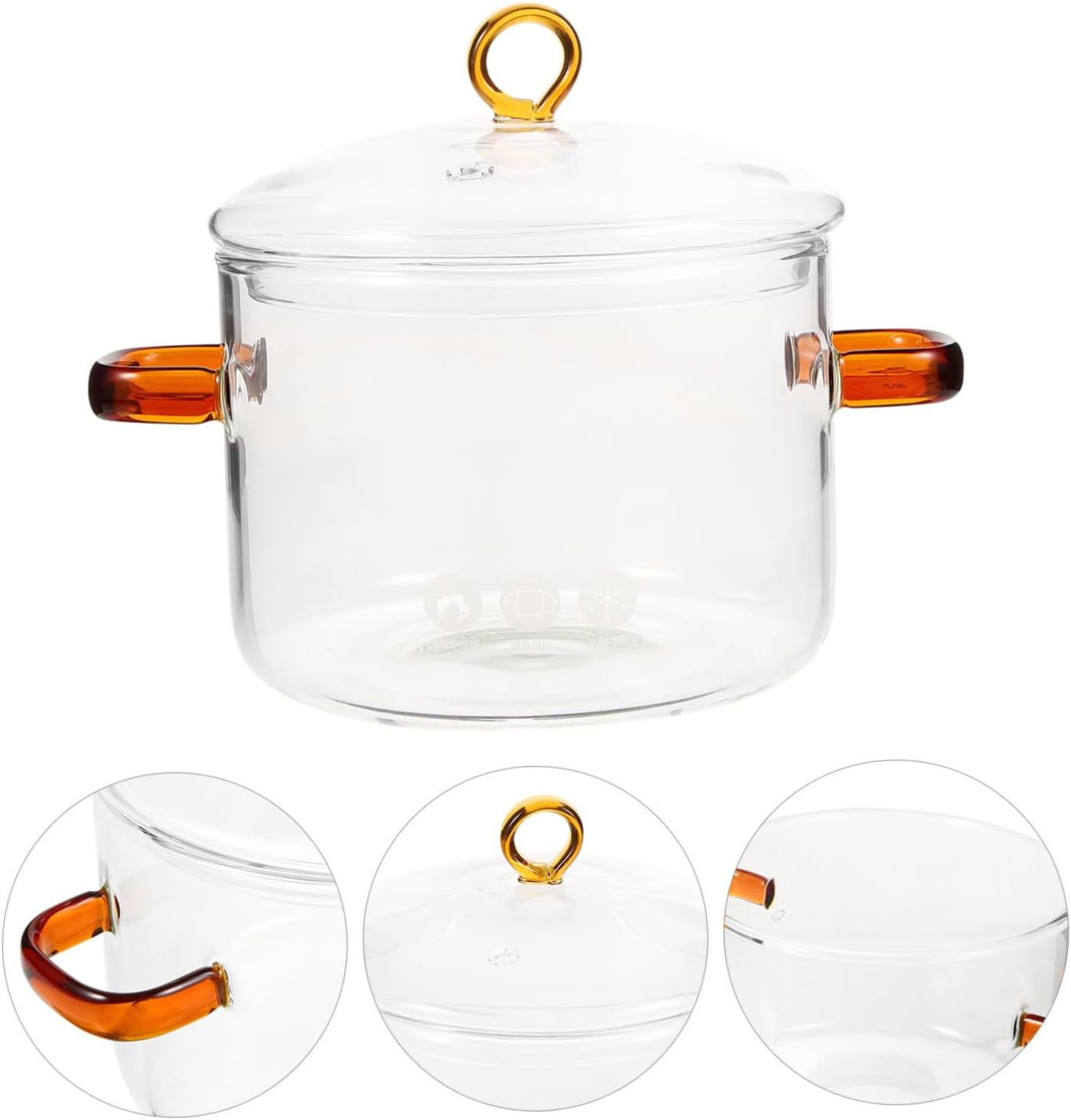 Happyyami Double-Handle Glass Stew Pot with Lid