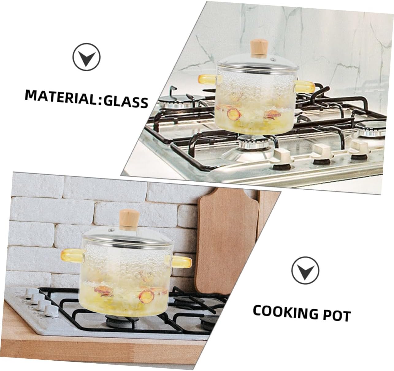 NAMOARLY Heat-Resistant Glass Stew Pot with Cover 1600ML