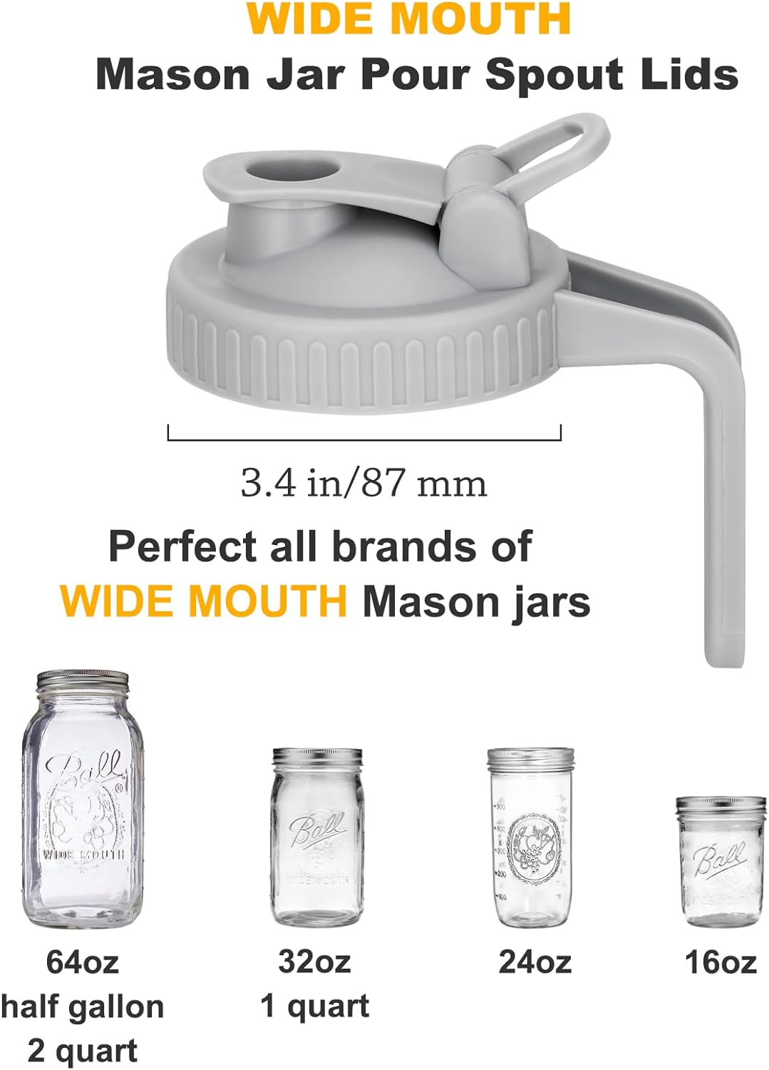 Glyntrof Mason Jar Pour Spout Lid