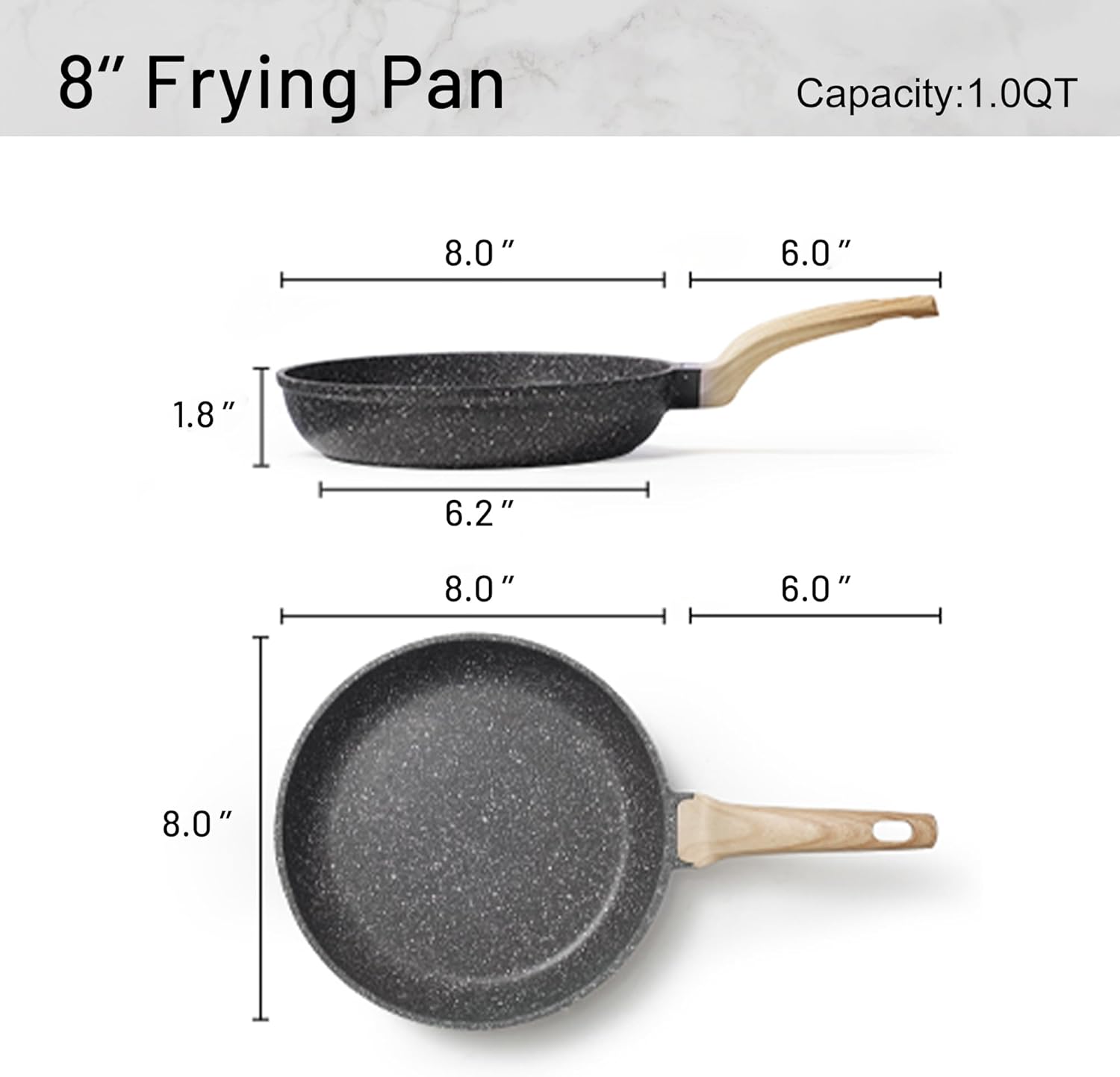 Elegant Carote Classic Granite Frying Pan for Safe Healthy Cooking
