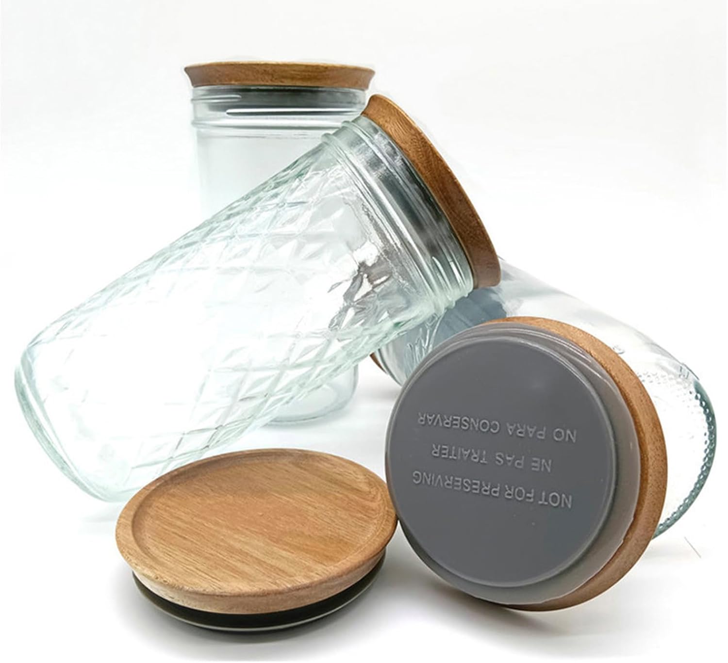 6-PieceGenericWide Mouth Wooden Mason Jar Lids Airtight Reusable Storage Solution