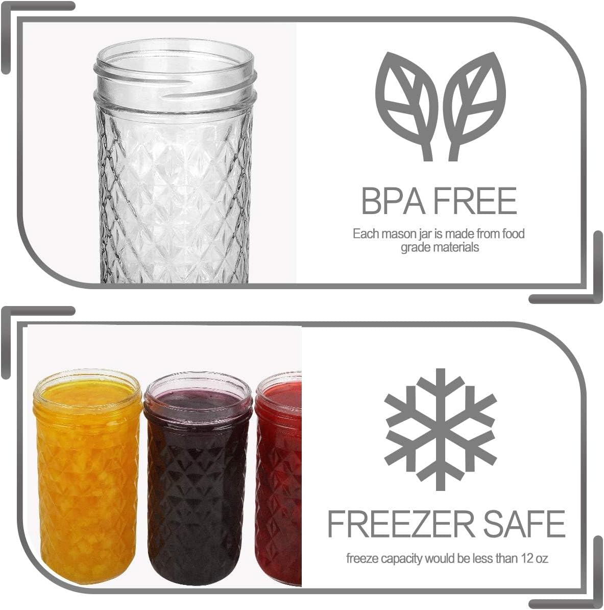 Verones Mason Jars 12 OZ - 15 Pack