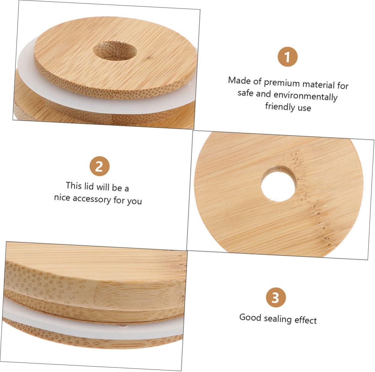 4pcs Airtight Jar Lids with Straw Hole for Mason Jars