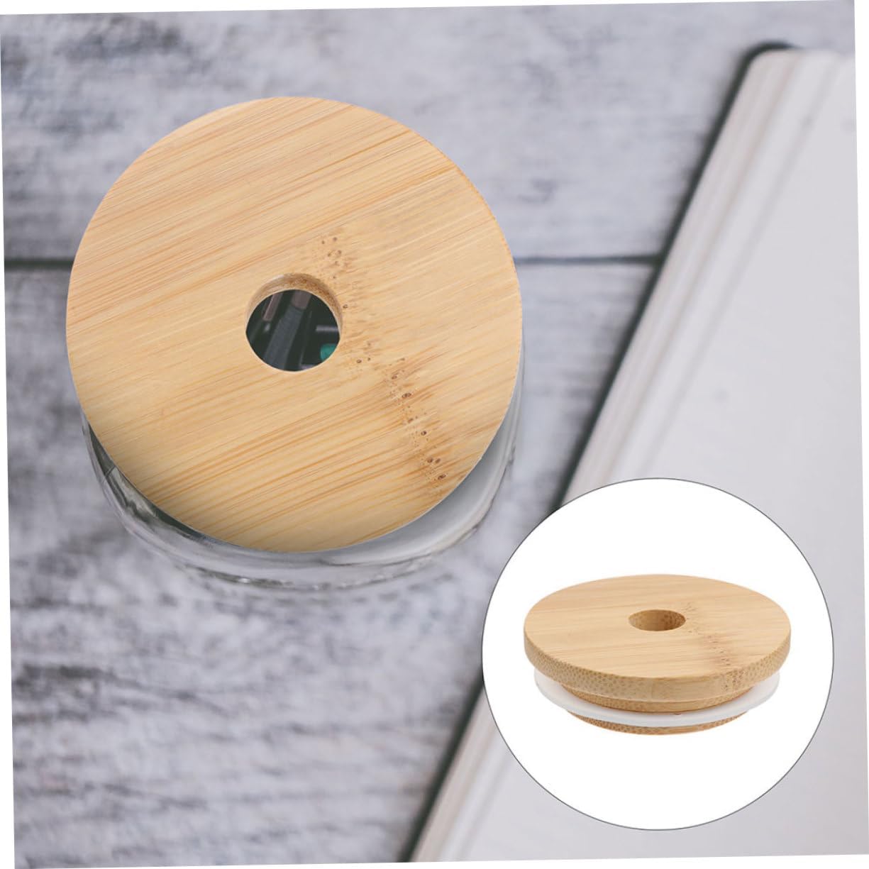 4pc Mason Jar Lids with Straw Hole Reusable Seal Lid