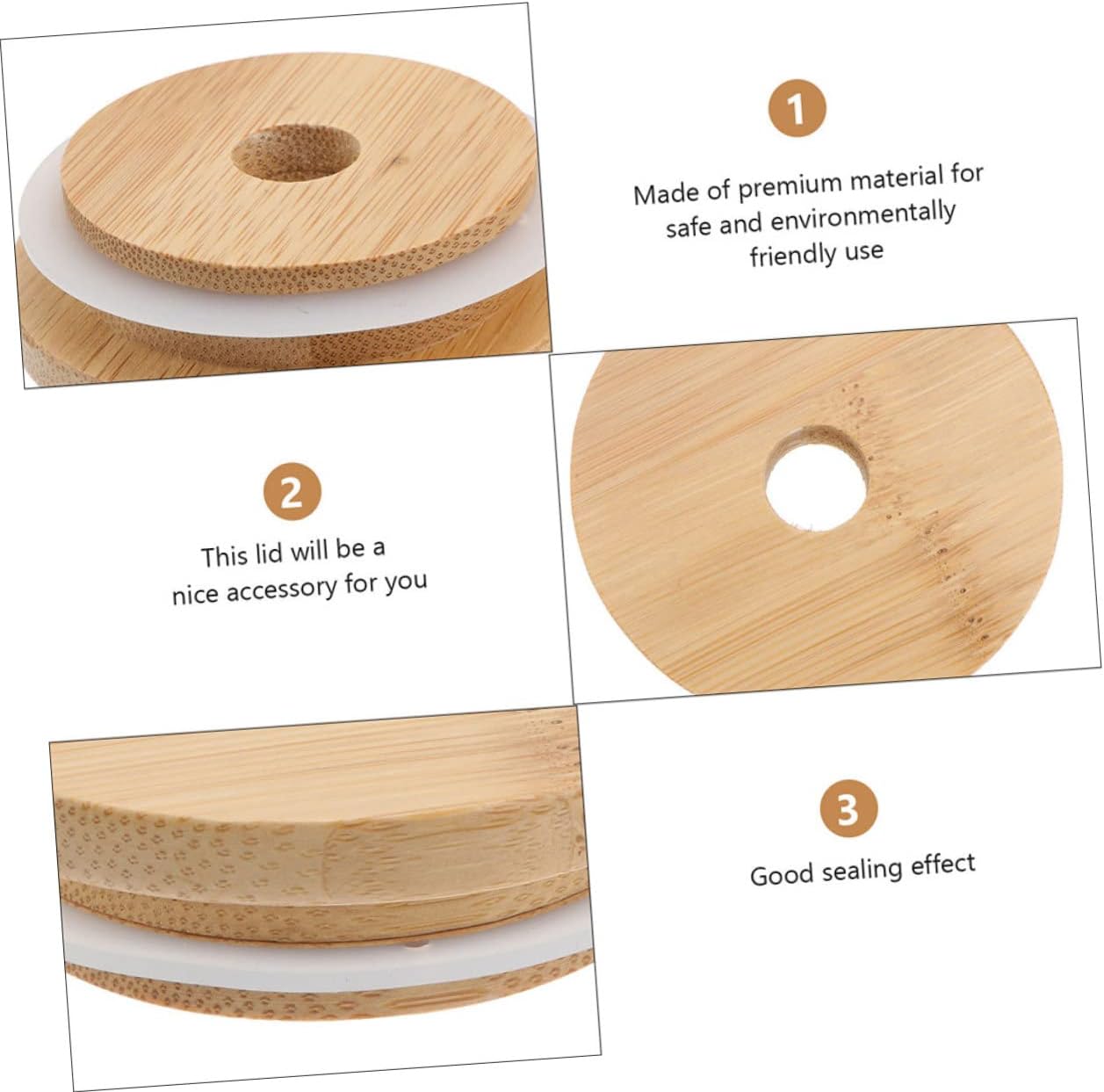 Luxshiny 4pcs Mason Jar Lids with Straw Hole