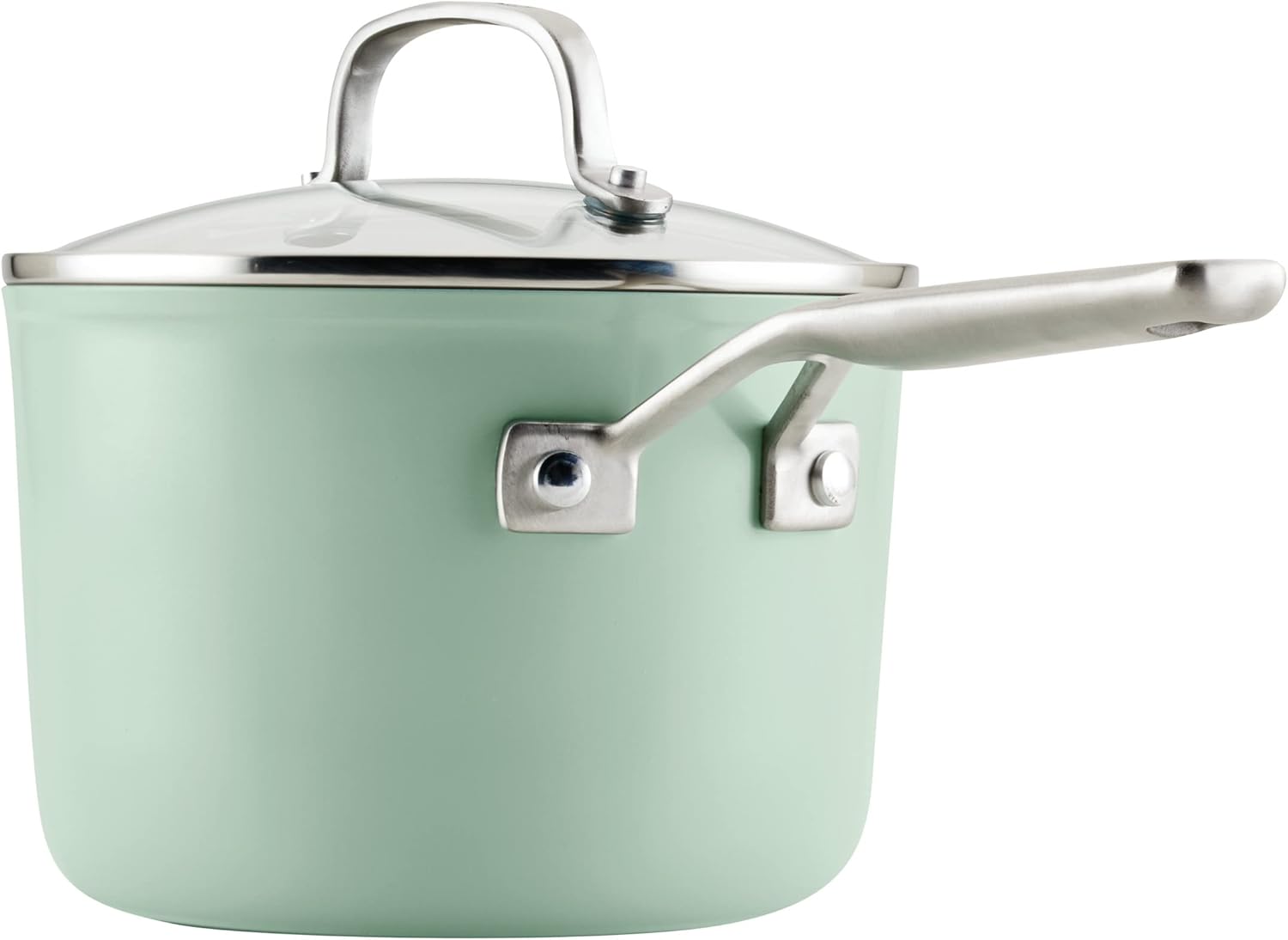 3 Quart KitchenAid Hard Anodized Ceramic Nonstick Sauce Pan With Lid Pistachio