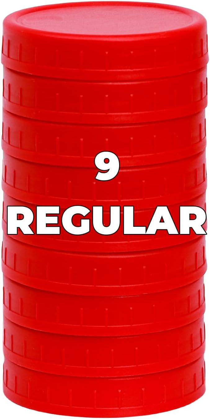 9-Pack Red Mason Jar Lids with Silicone Rings Durable Canning Storage
