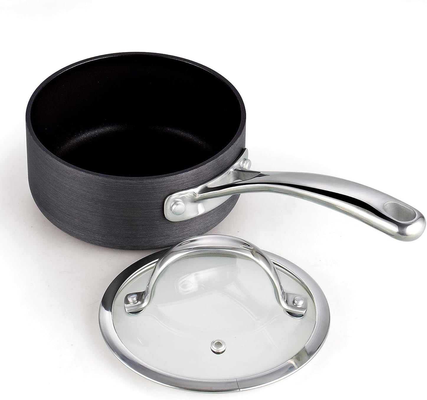 Premium 1-Quart Anodized Saucepan with Glass Lid