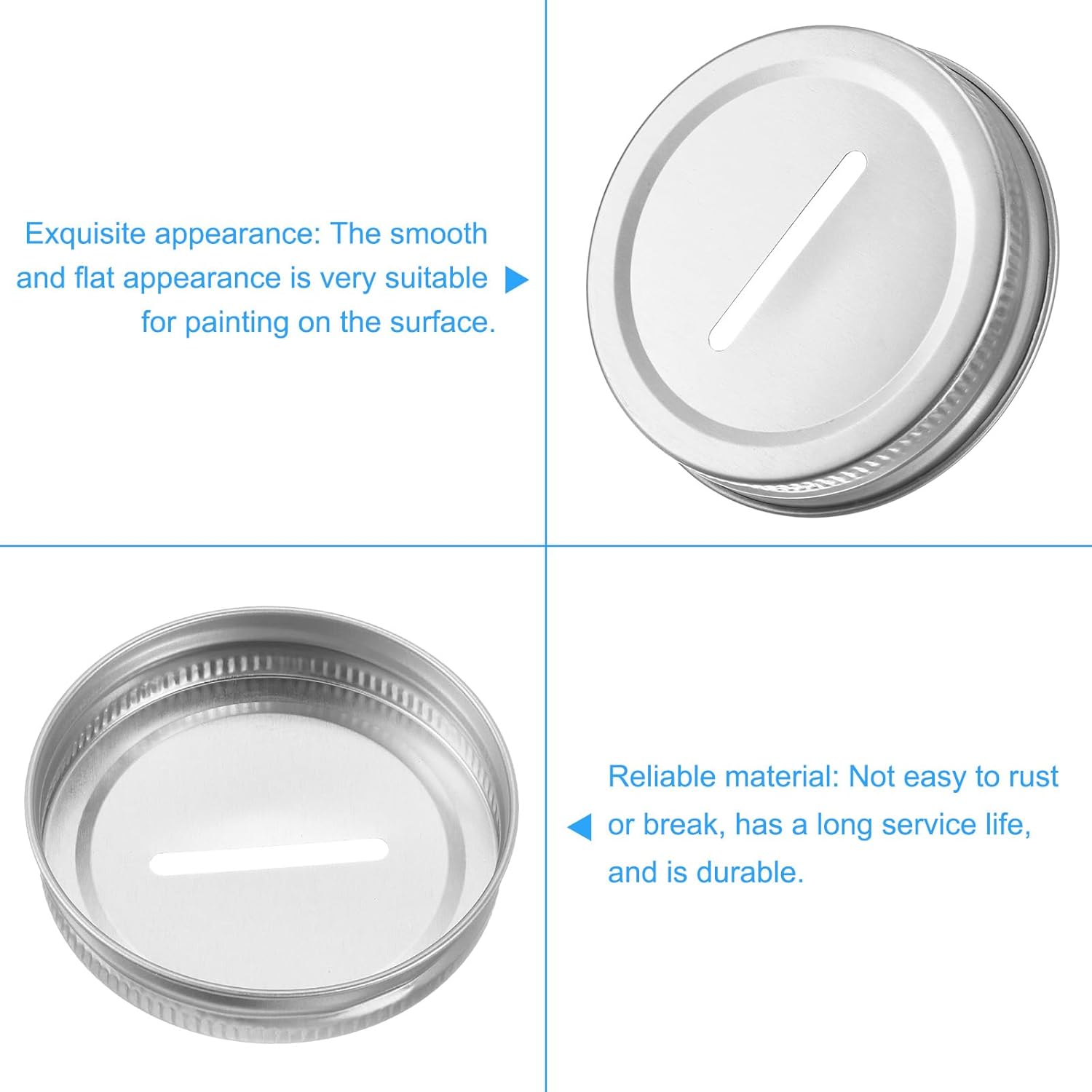 Exquisite Metal Coin Slot Lids for Canning Banks 12Pcs 70mm Silver Tone