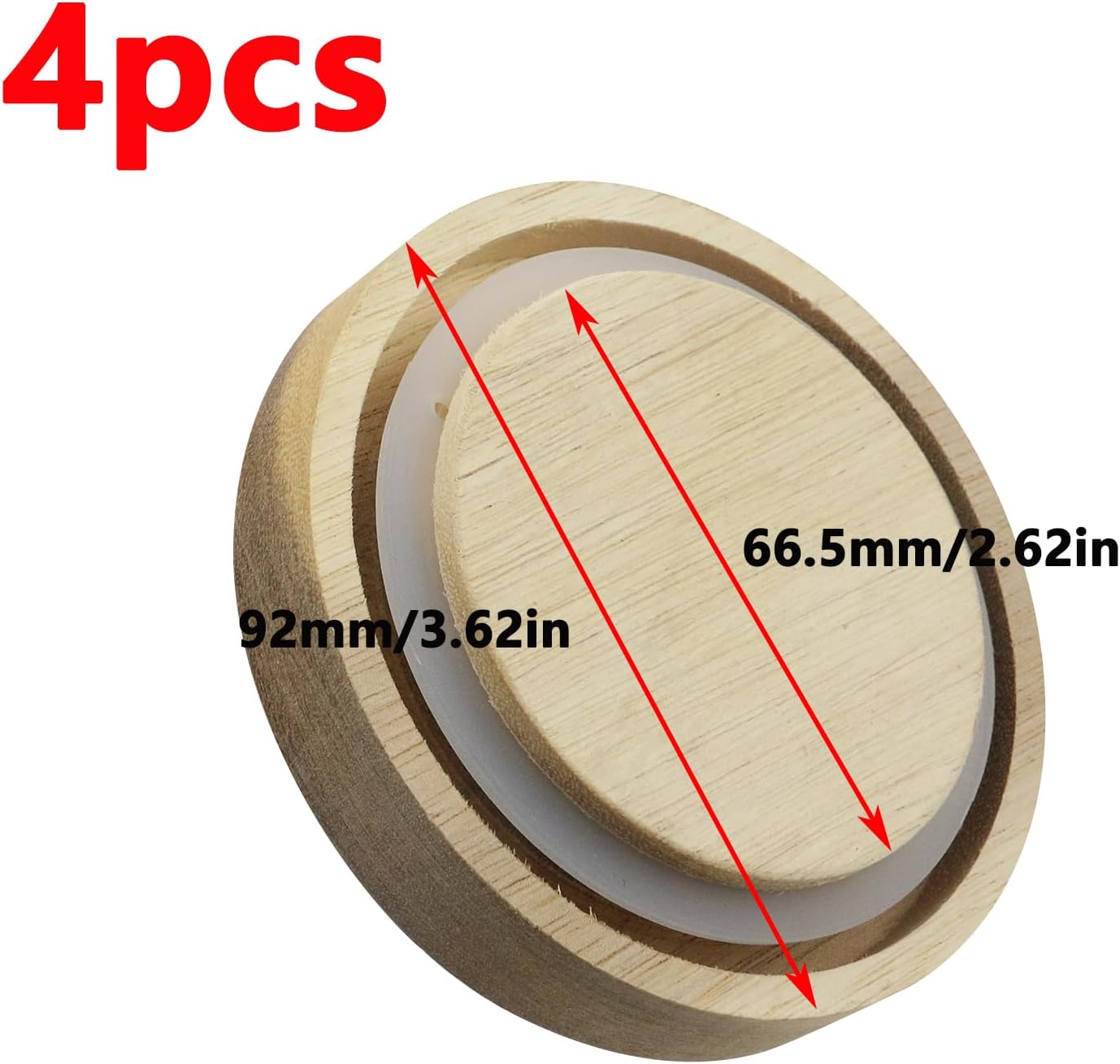 Safe Eco-Friendly Acacia Wooden Lids for Mason Jars 4-Pack