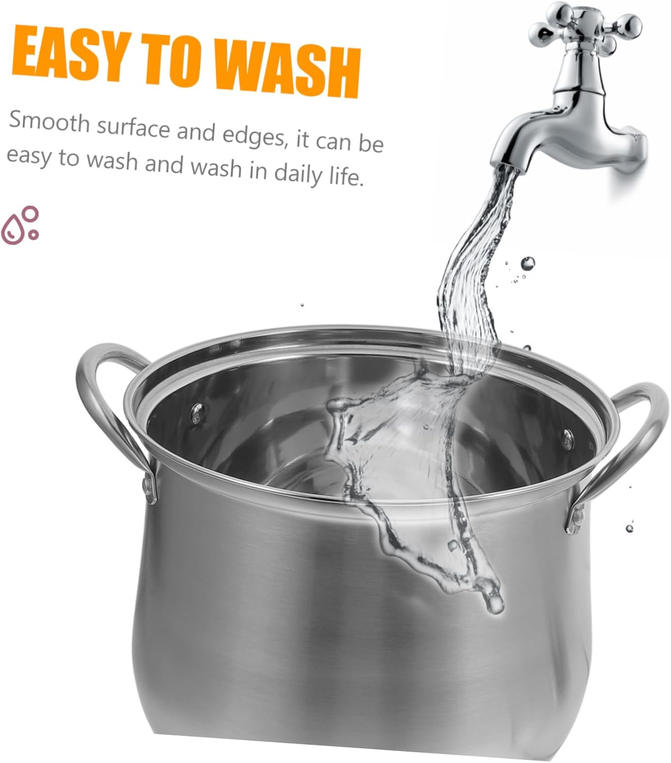 Stainless Steel Soup Pot with Built-In Handle and Heat Resistant Lid