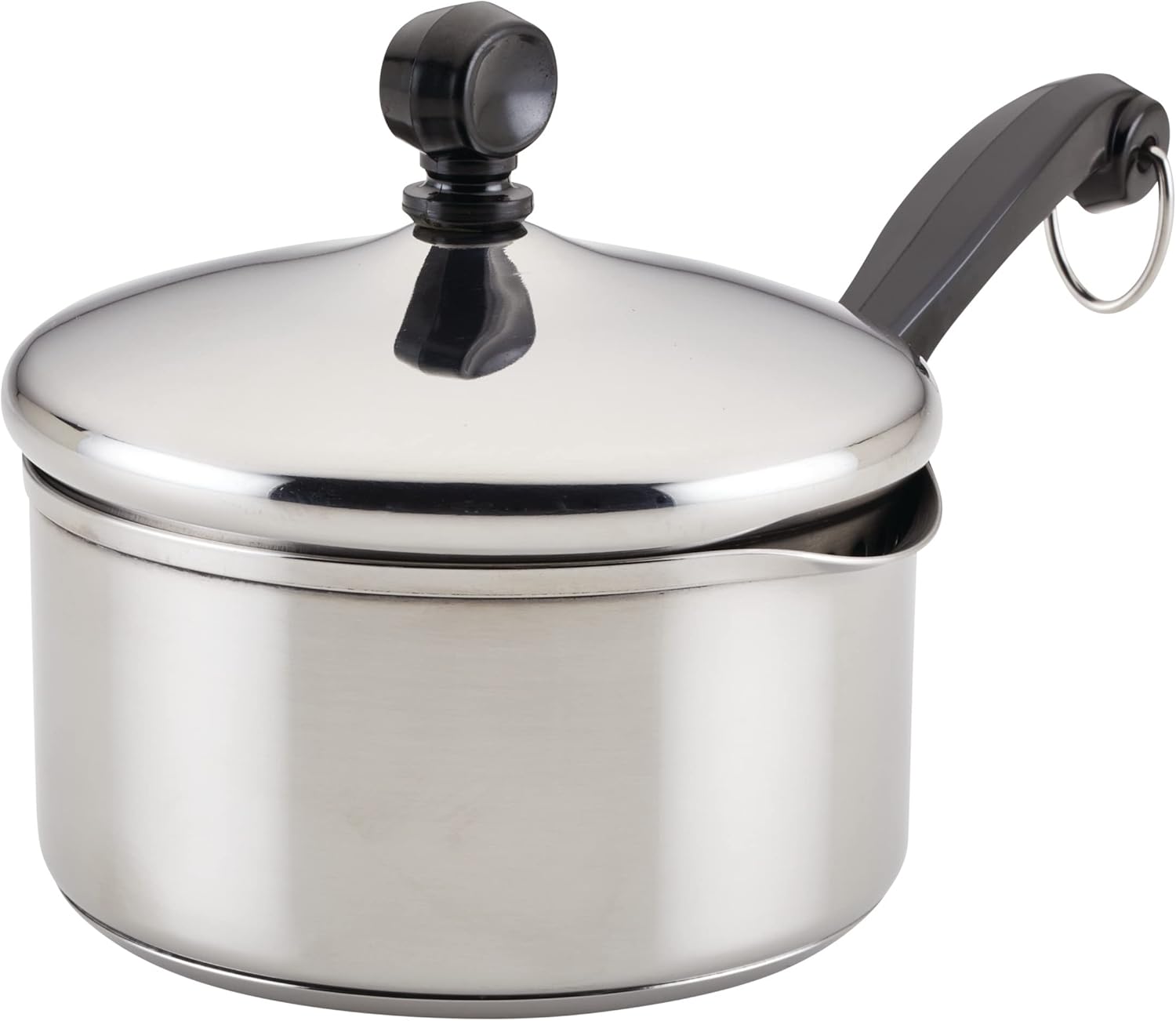 Farberware Classic Stainless Steel 1-Quart Straining Saucepan Over Silver