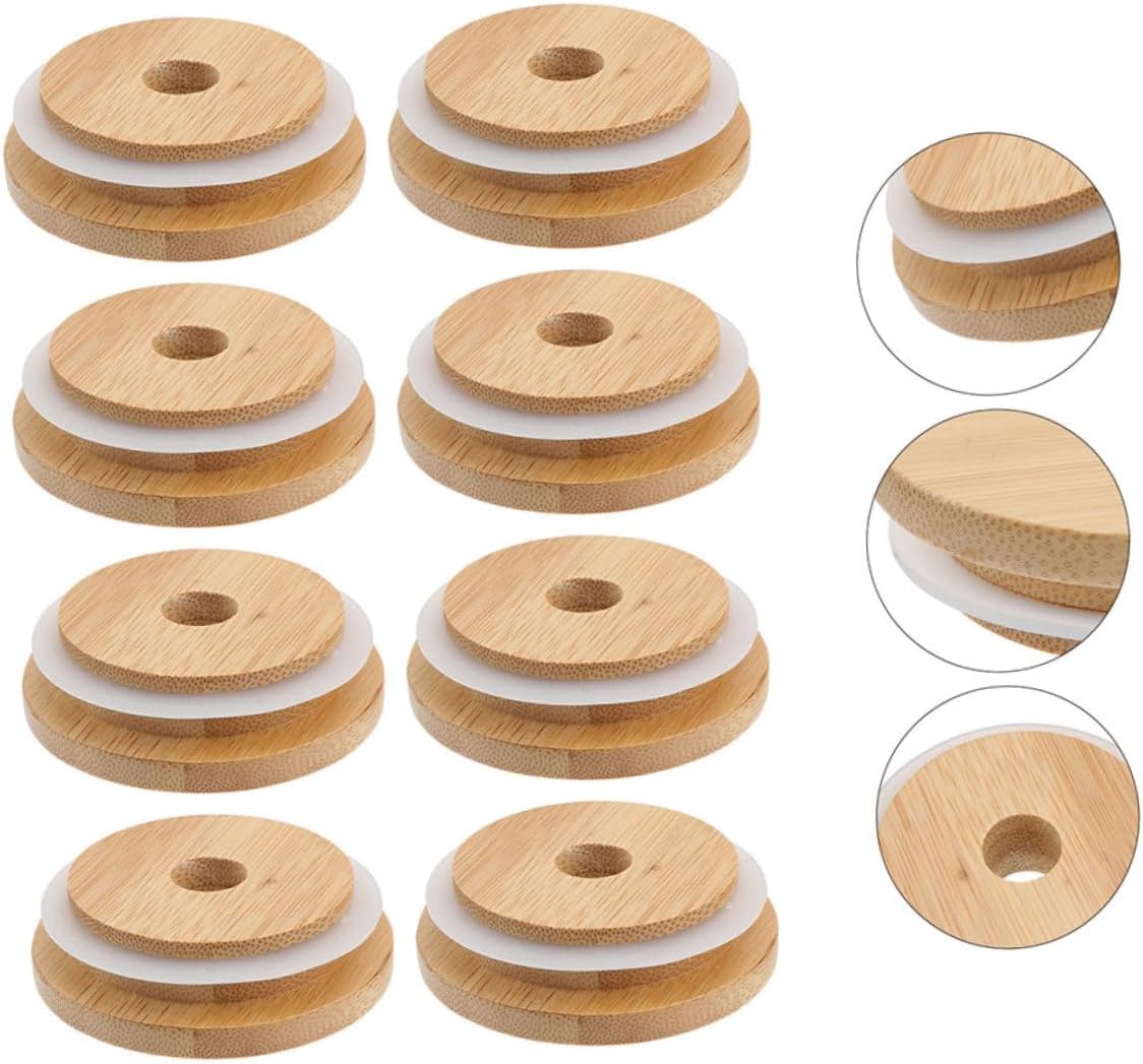 Luxshiny 4pcs Mason Jar Lids with Straw Hole