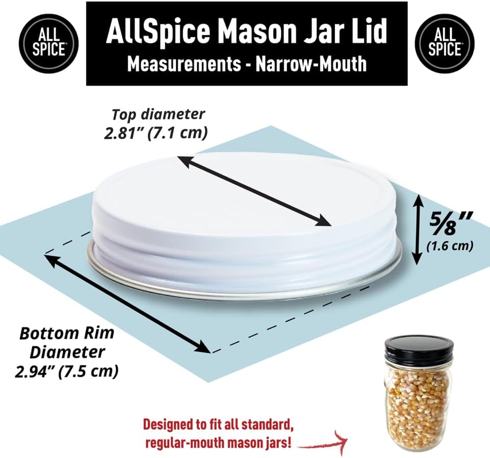 12-Pack of Rust-Proof Narrow Mouth AL Mason Jar Lids