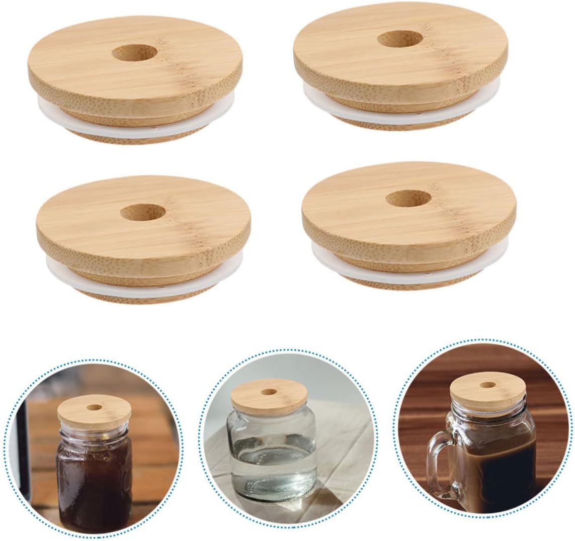 KICHOUSE 4-Piece Sealing Lids for Mason Jars Glass Bottles
