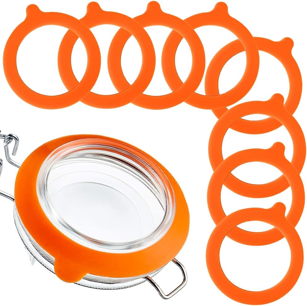 8PCS Leak-Proof Silicone Gasket Set for Mason Jars Orange