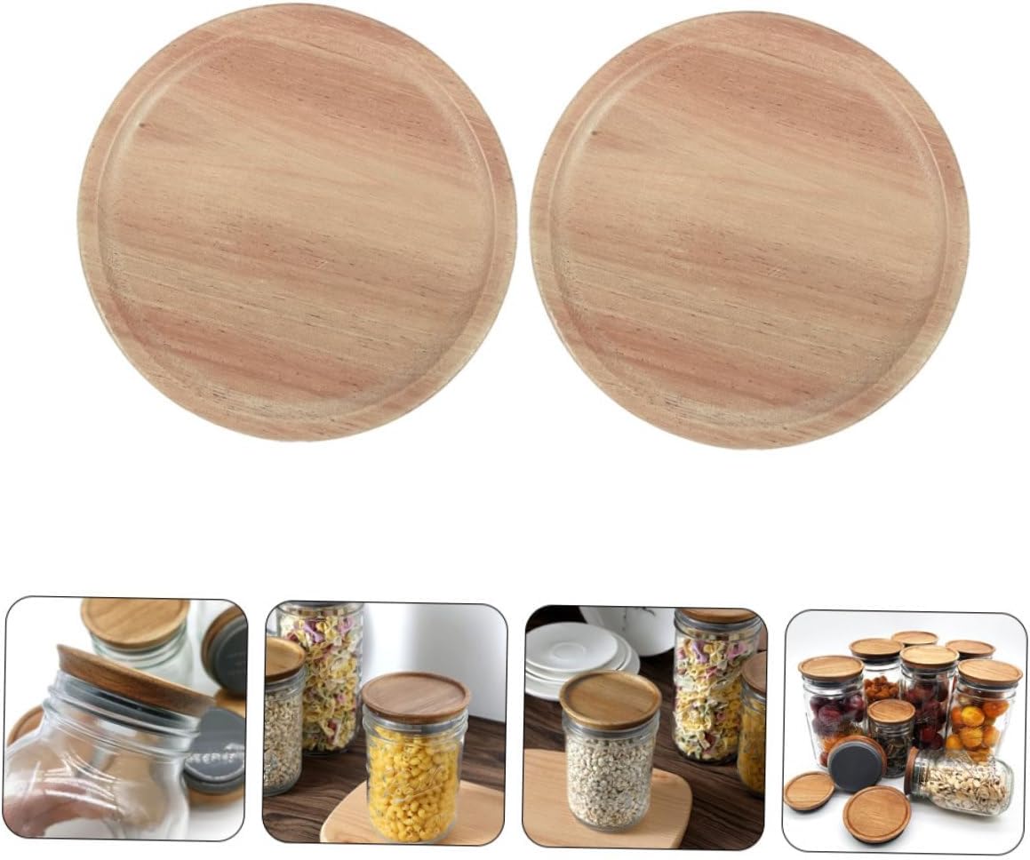 MAGICLULU 2pcs Mason Jar Wooden Lids with Silicone Seals