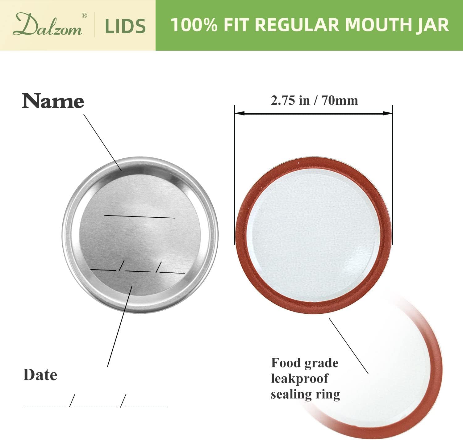 48Pcs Canning Lids with Rings Regular Mouth Jar Seals