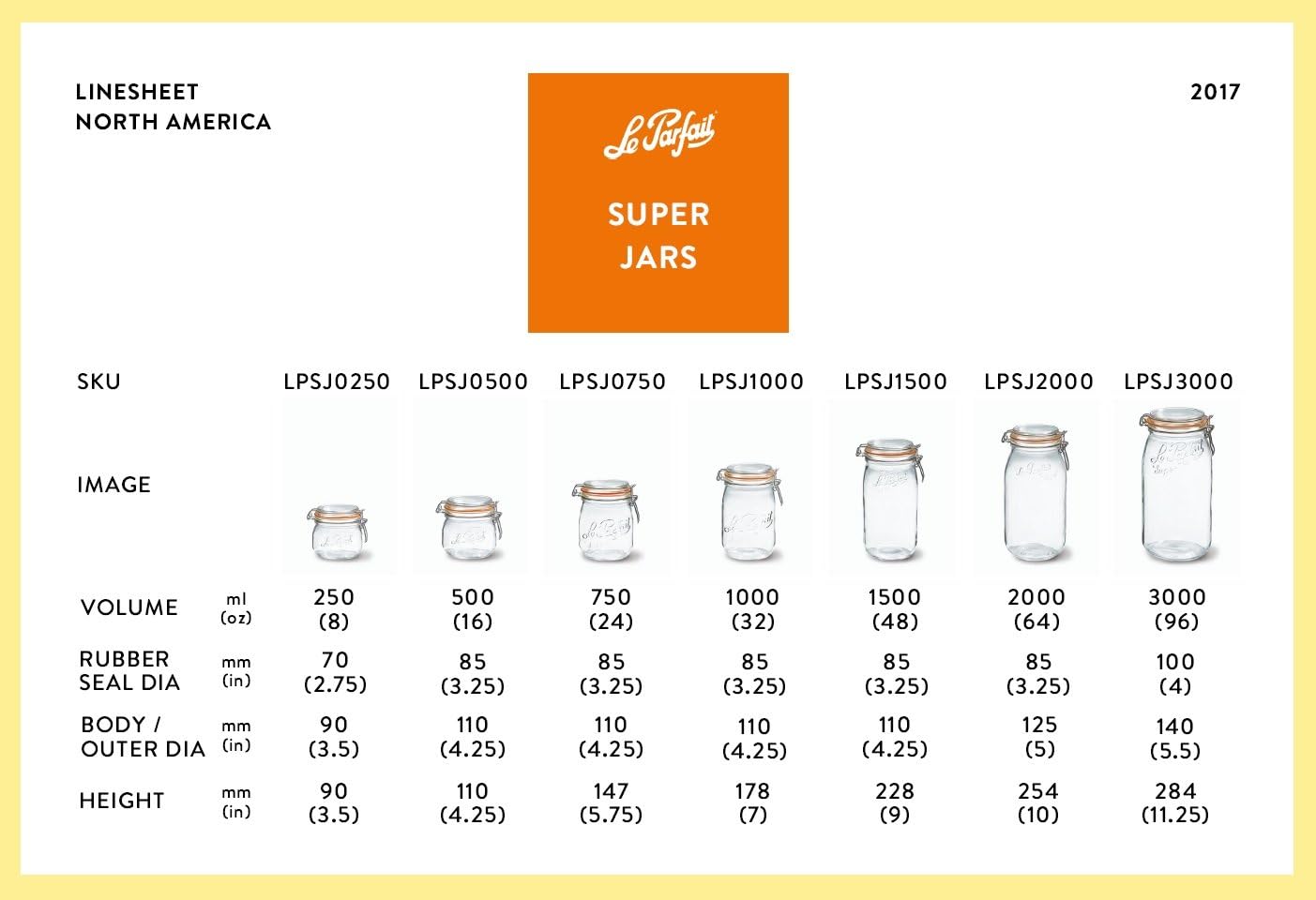 Le Parfait 2L Glass Jar with Lid