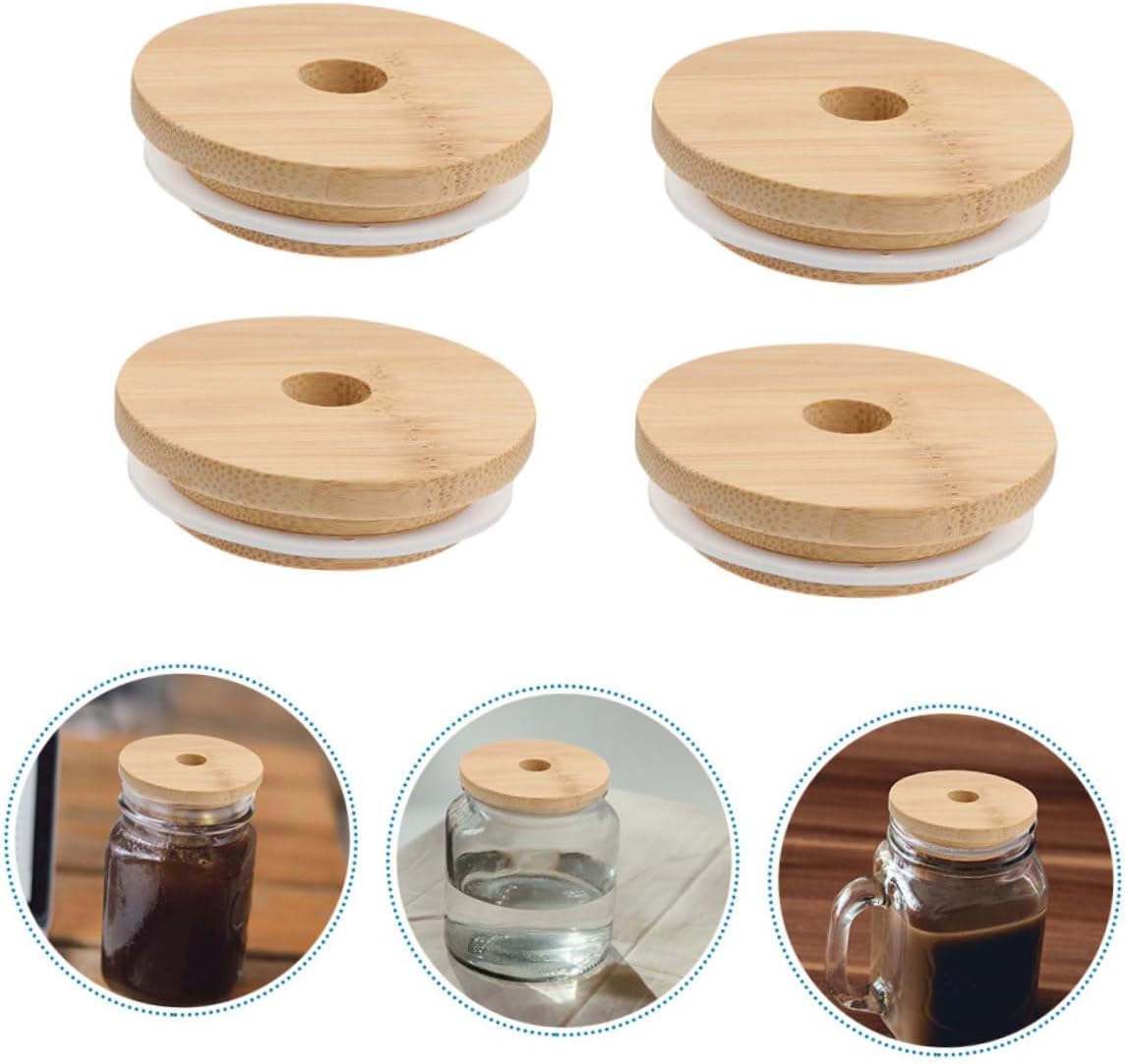 4-Piece Mason Jar Lids Wooden Sealing Covers