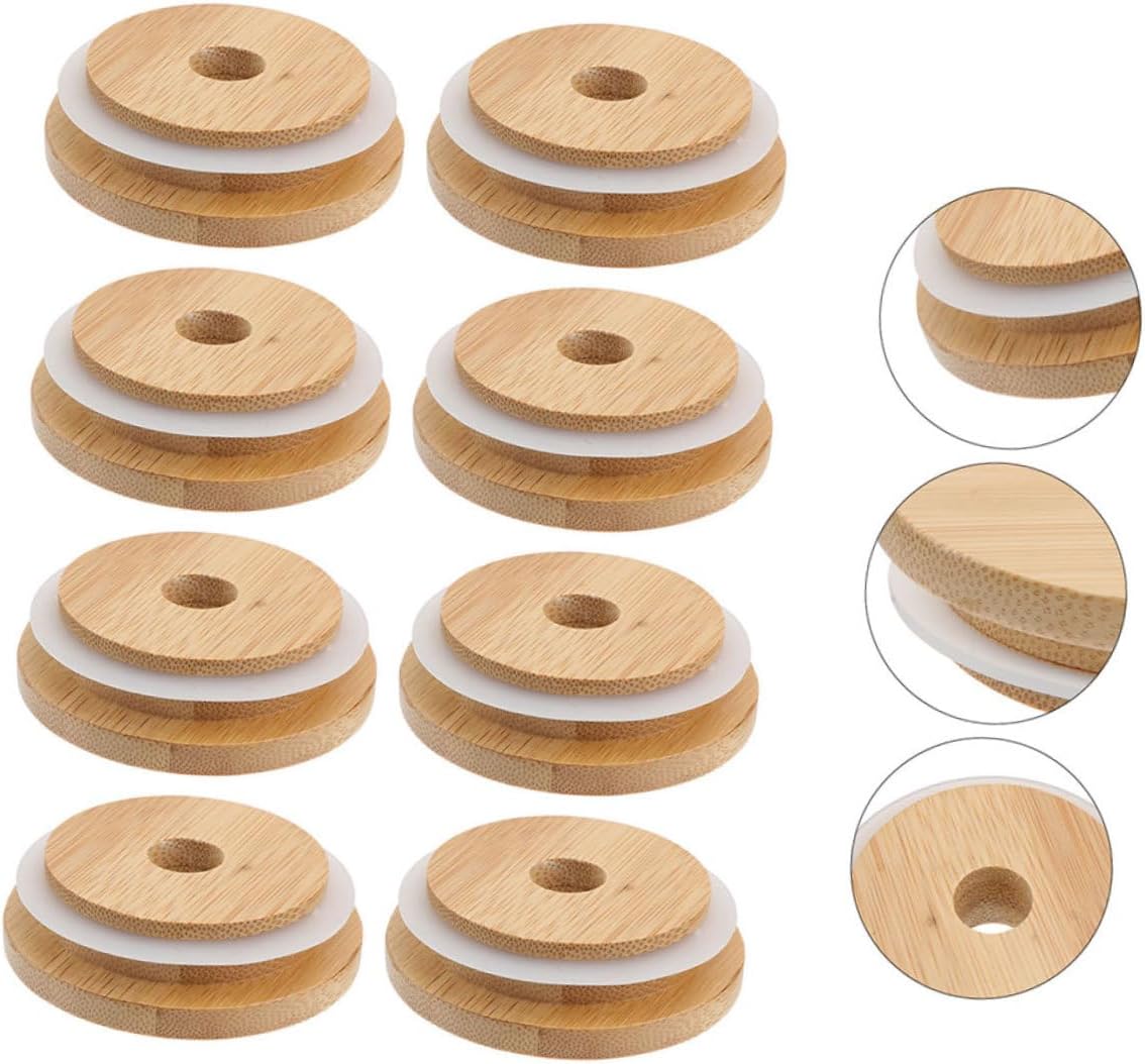 Zerodeko 4pcs Reusable Mason Jar Lids with Straw Hole