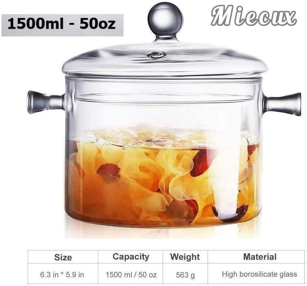 Miecux 15L Glass Saucepan Set - Heat-Resistant Borosilicate 1