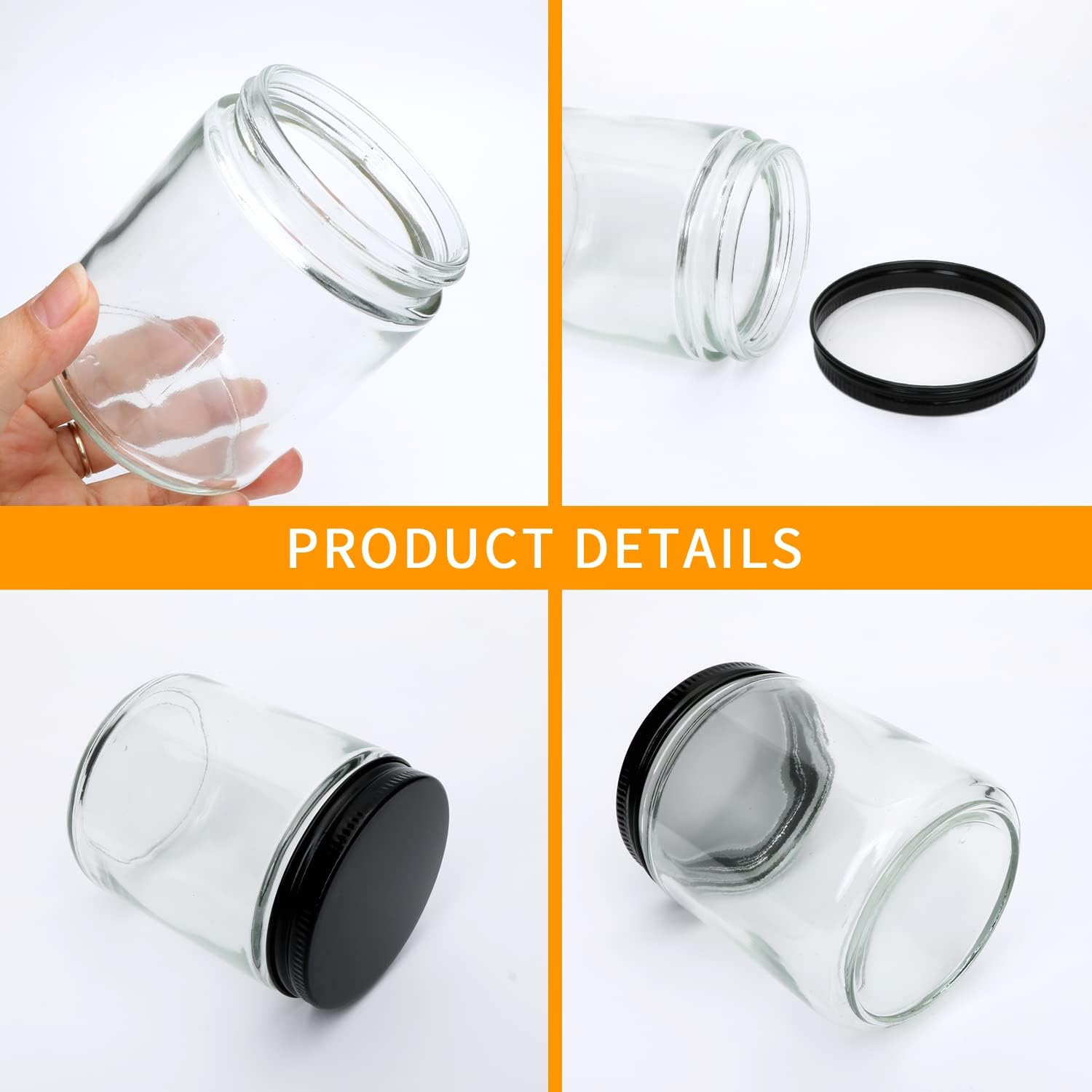 Encheng 8 Oz Glass Jars with Metal Lids 30 Pack