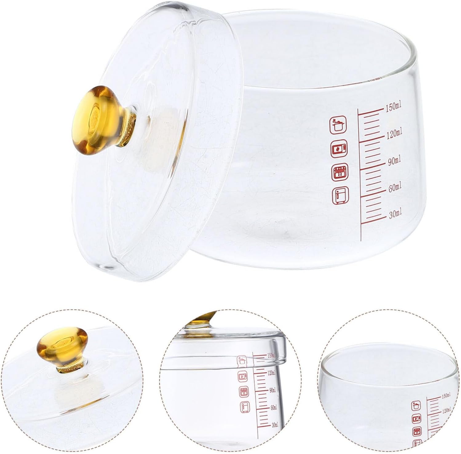 Alipis Glass Cooking Pot with Lid Heat-Resistant 150ml