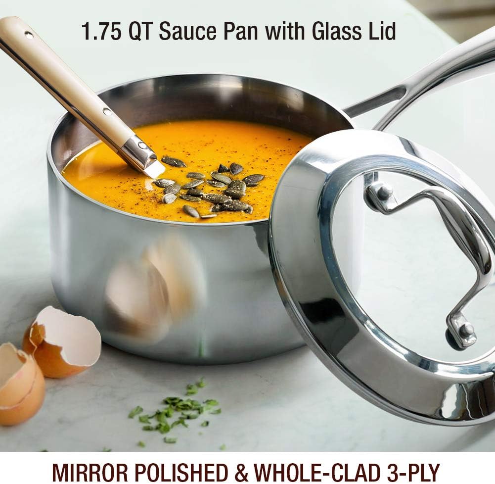 Ergonomic Mirror-Polished 175 QT Sauce Pan