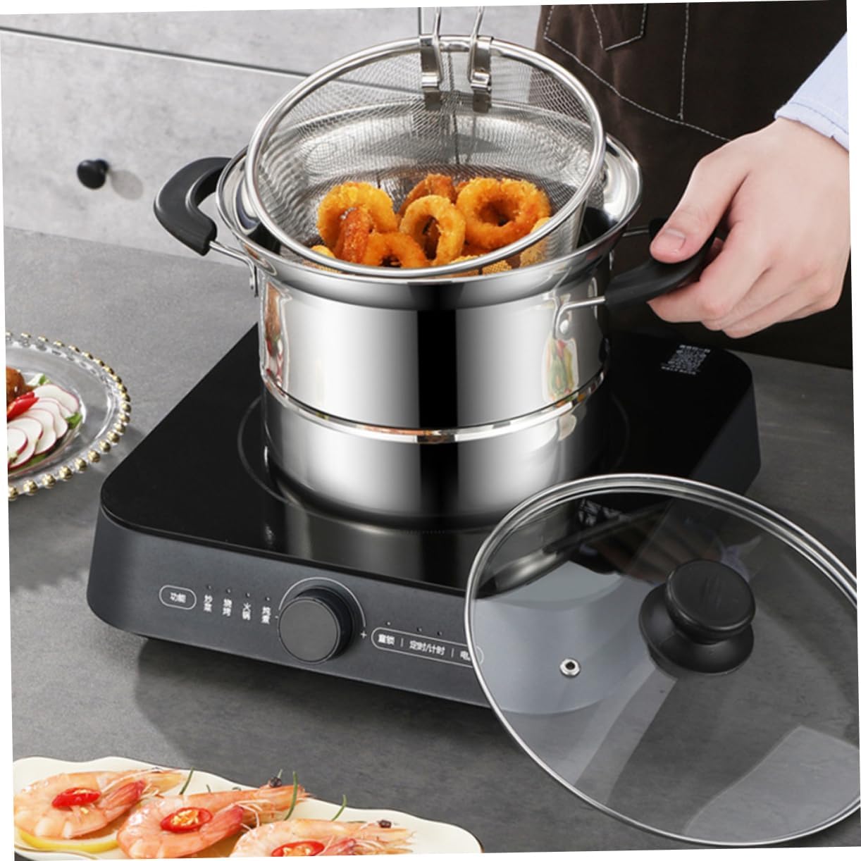 Stainless Steel Single-Handle Deep Fryer Pot for Pasta More