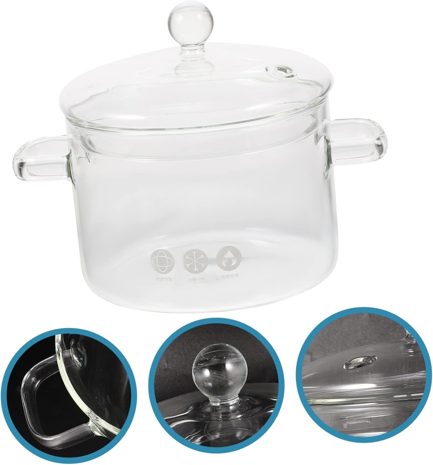 High Borosilicate Glass Noodle Pot with Cover 1500ml