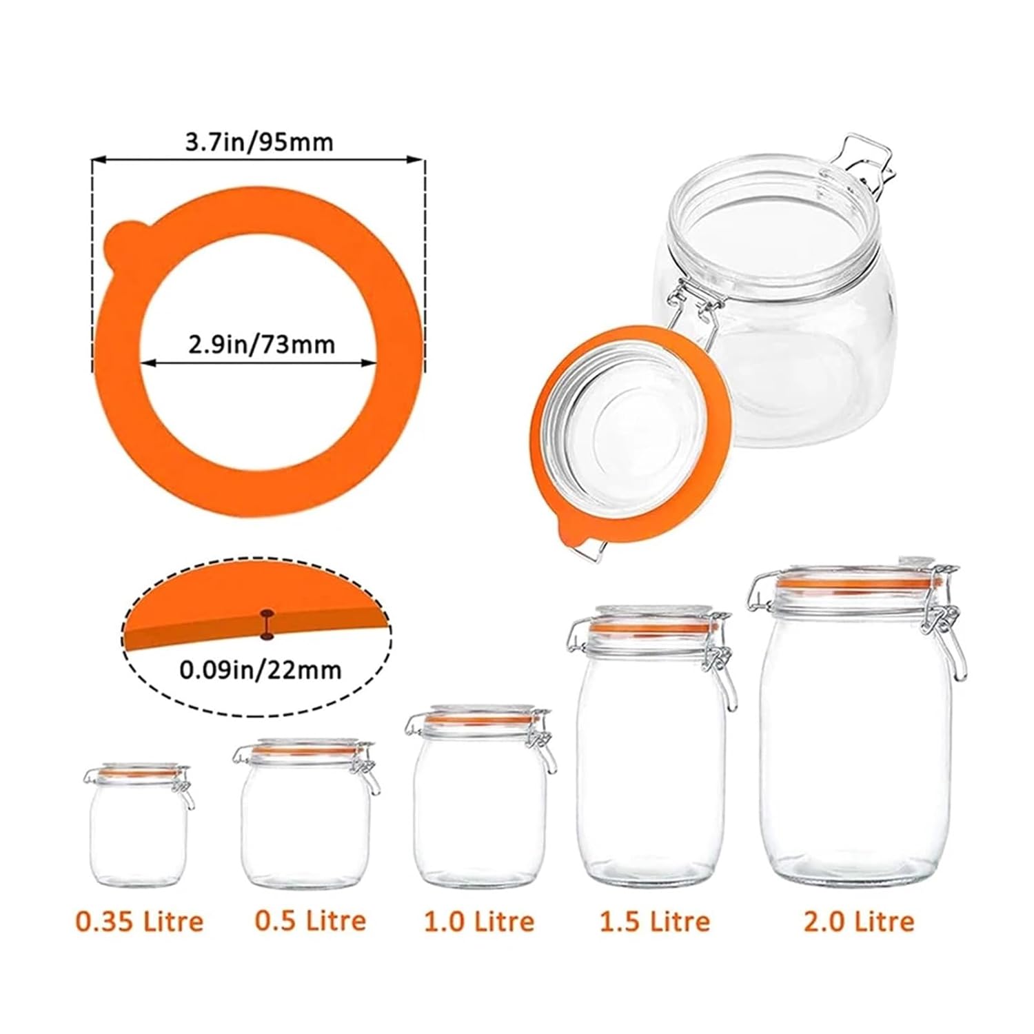 5Pcs Silicone Gasket Seals for Glass Jars 1