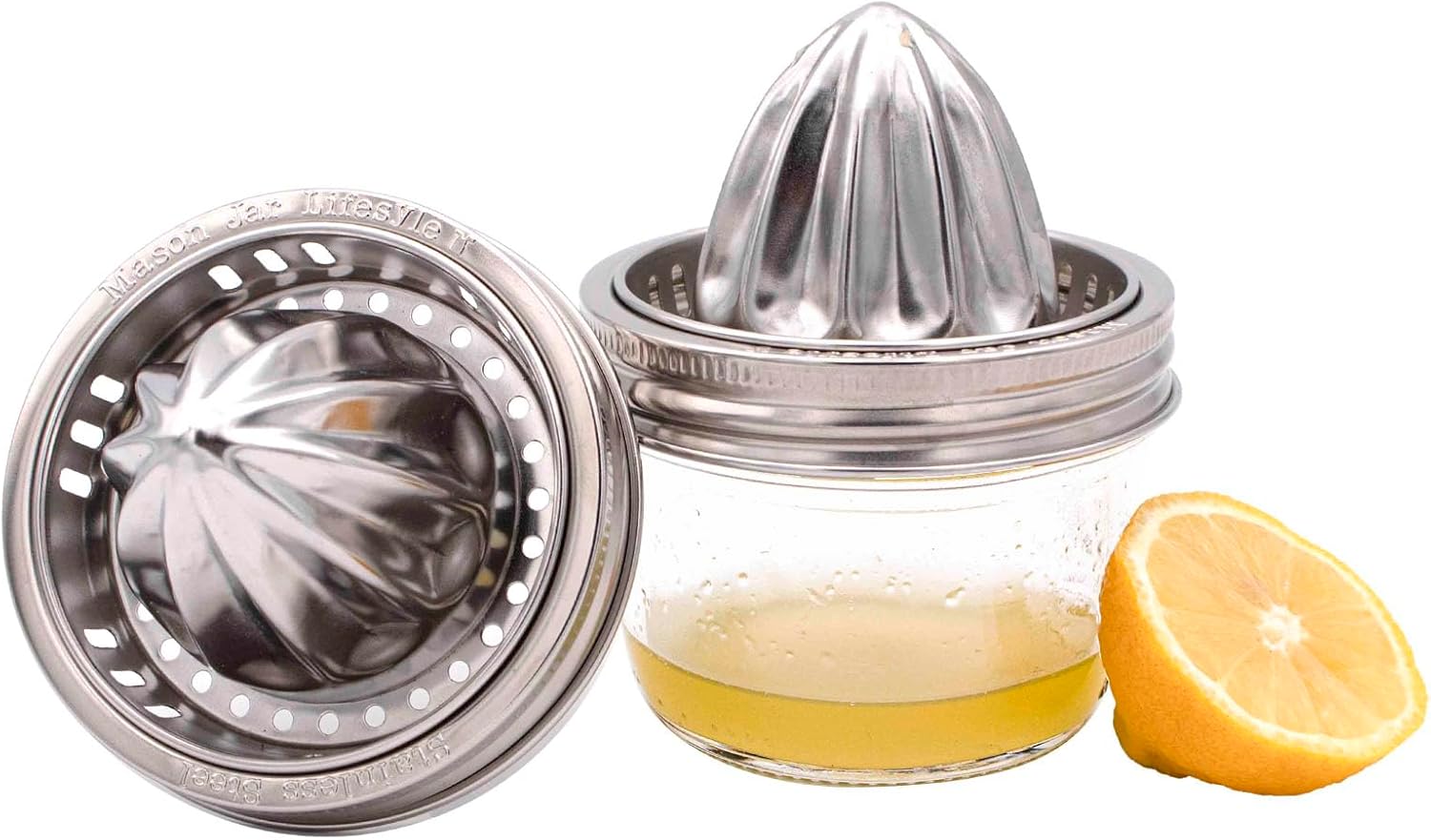 Hand-Pressable Stainless Steel Citrus Juicer Lid for Mason Jars