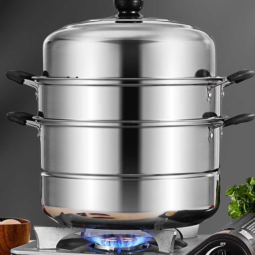 HTERWQEA Stainless Steel Stock Pot Heavy Duty Heat-Resistant Double Handles Dishwasher Safe